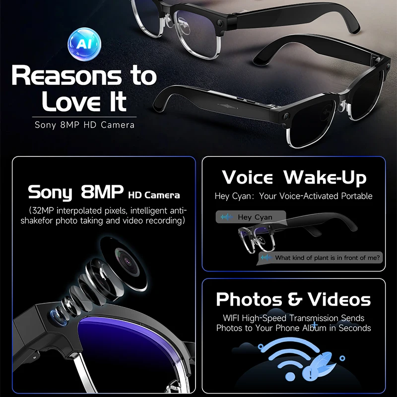 W630 HeyCyan Умные очки с функ – обзор и цена Smart Glasses Lens